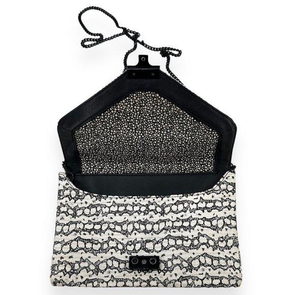 Loeffler Randall White Reptile Pattern Leather Envelope Crossbody Bag - Picture 11 of 14